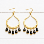 Pendientes lágrimas negras dorados