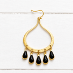 Pendientes lágrimas negras dorados