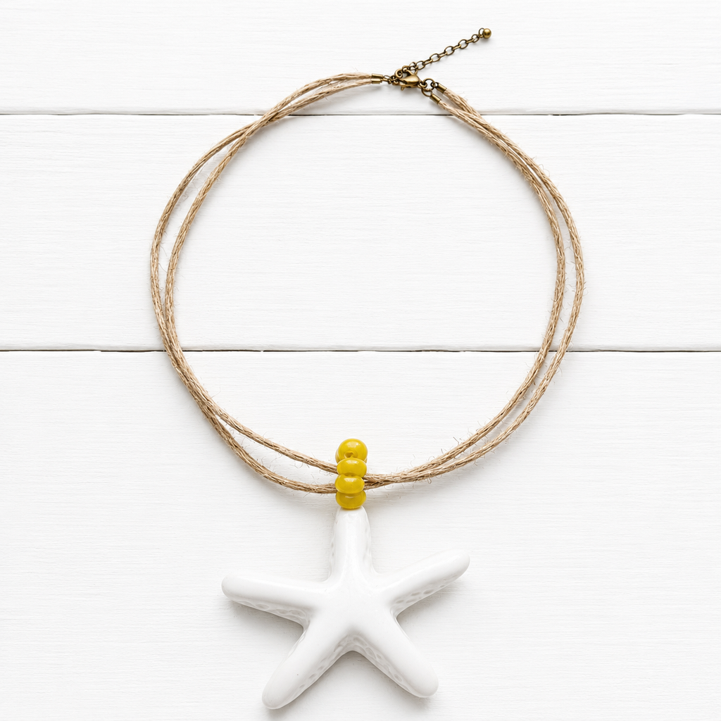 Gargantilla estrella cáñamo mostaza