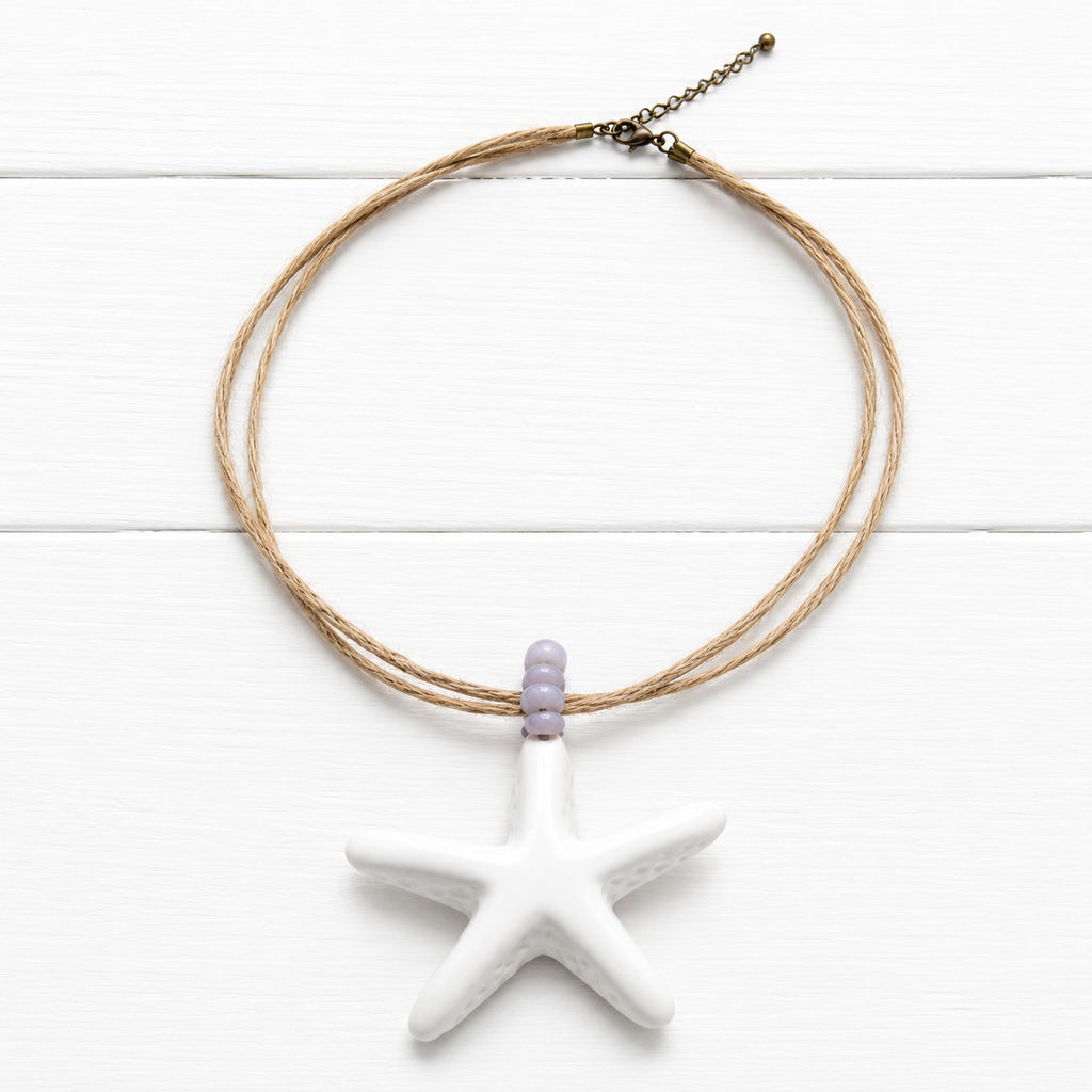 Gargantilla estrella cáñamo gris
