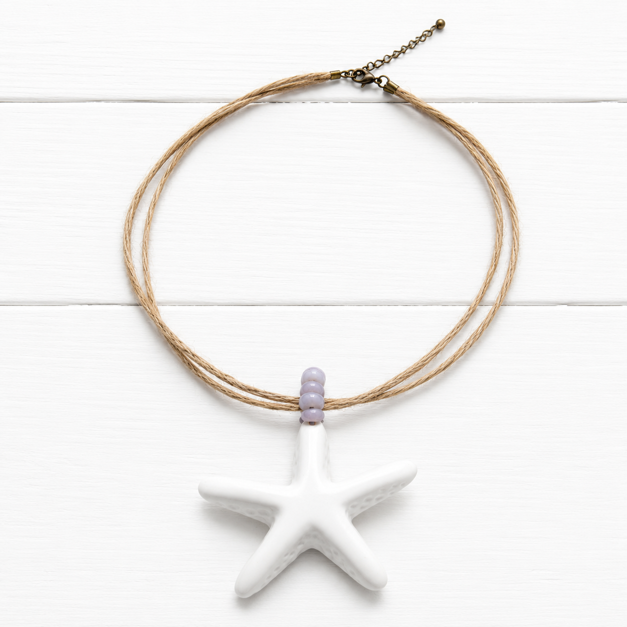 Gargantilla estrella cáñamo gris