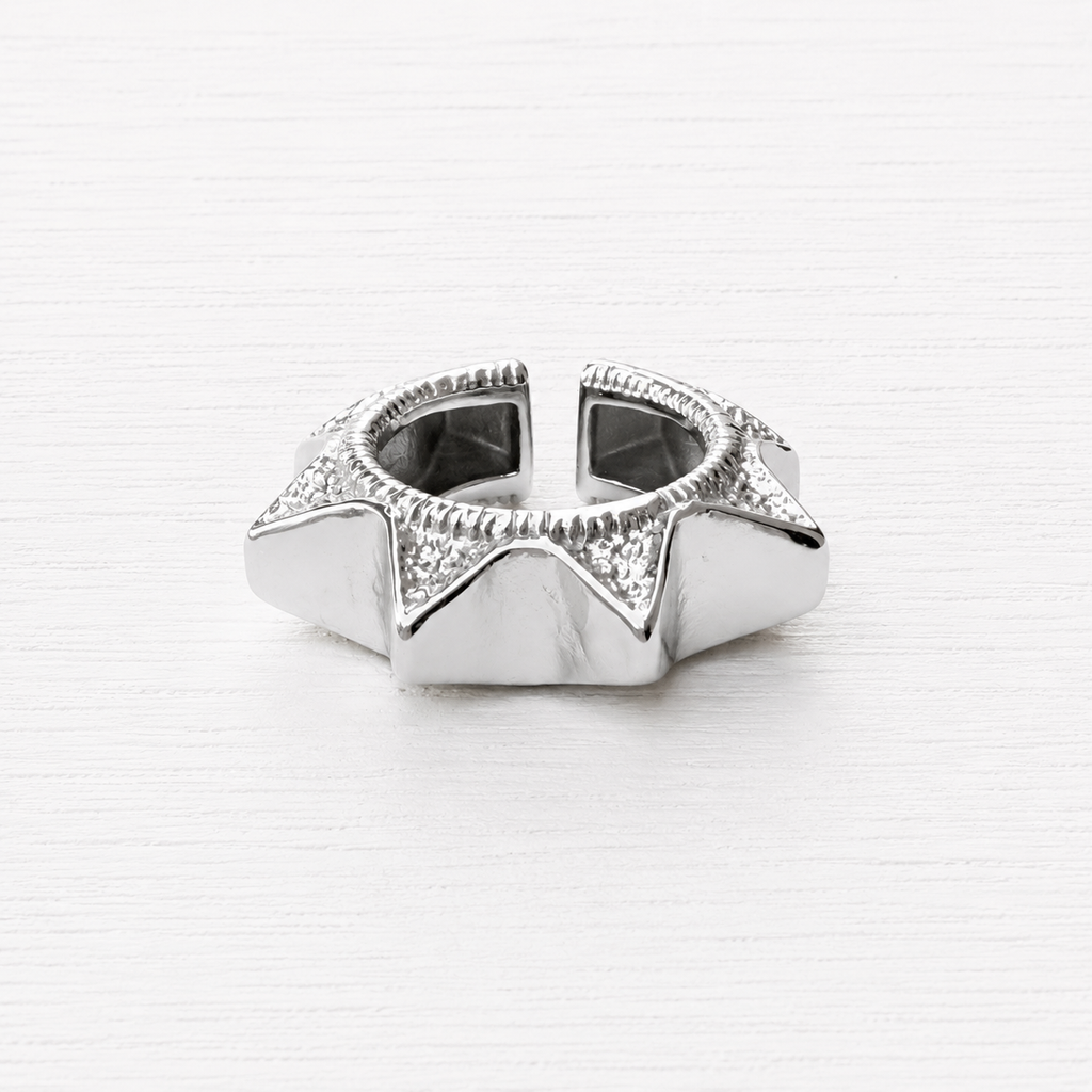 Anillo picos plateado