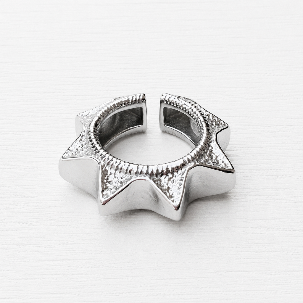 Anillo picos plateado