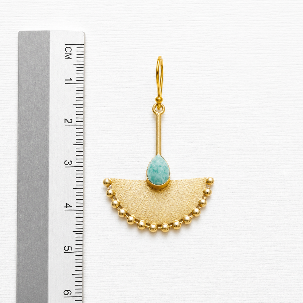 Pendientes abanico amazonita dorado mate