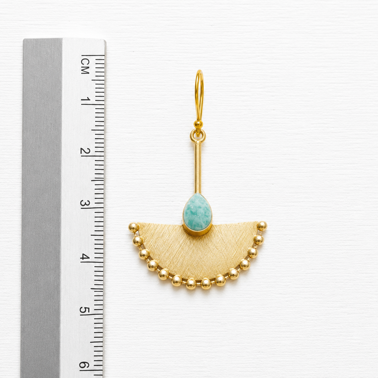 Pendientes abanico amazonita dorado mate