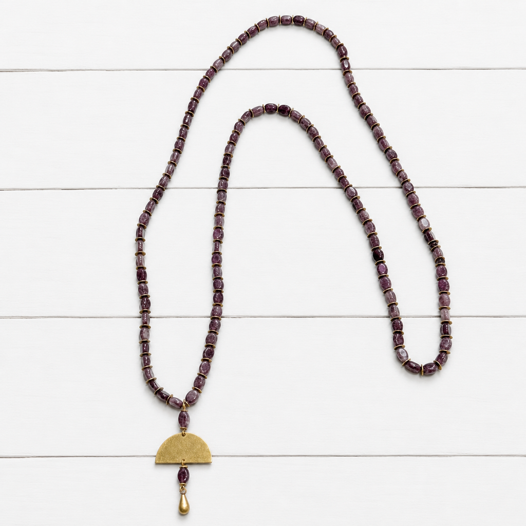 Collar marrón piedra ovalada