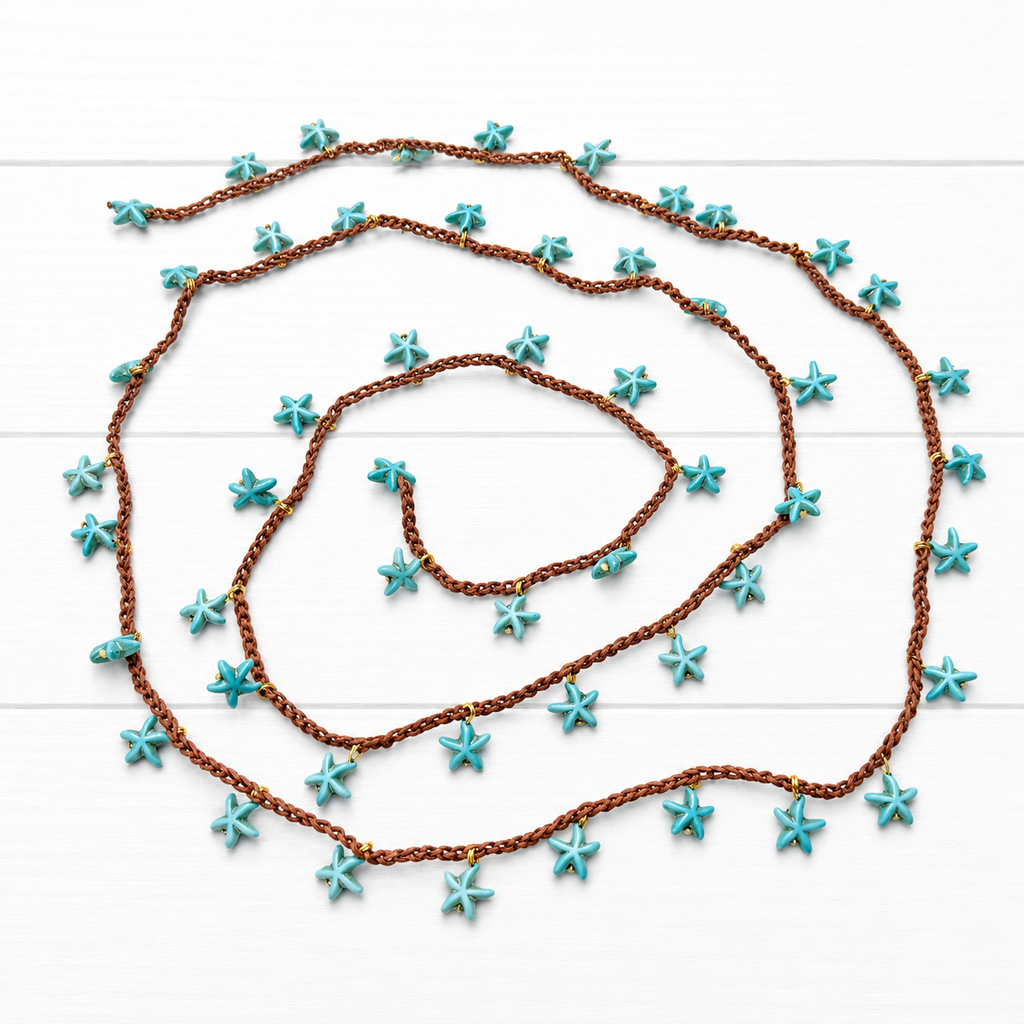 Collar tejido estrellas azul