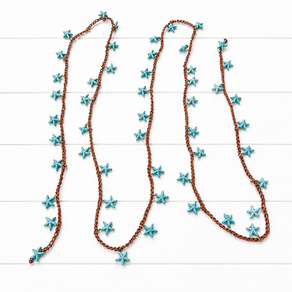 Collar tejido estrellas azul