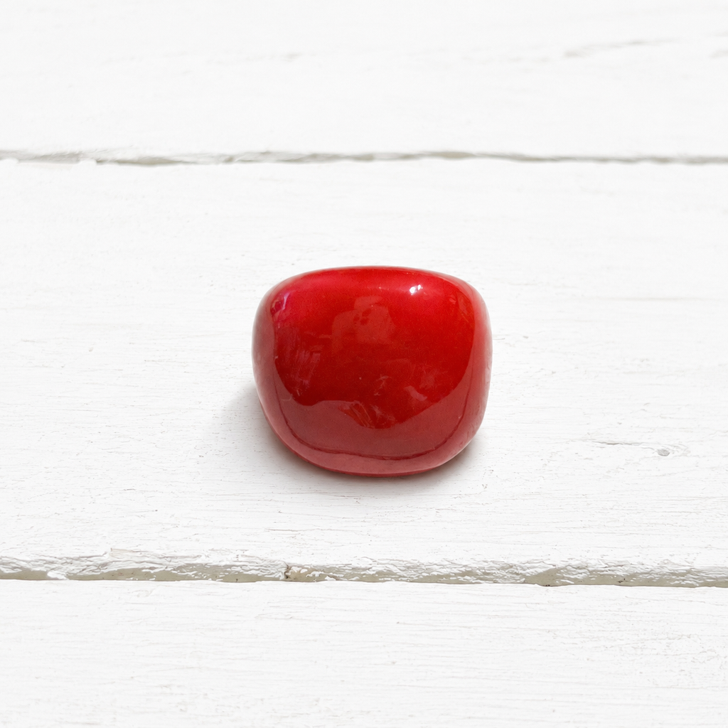 Anillo plano esmalte rojo