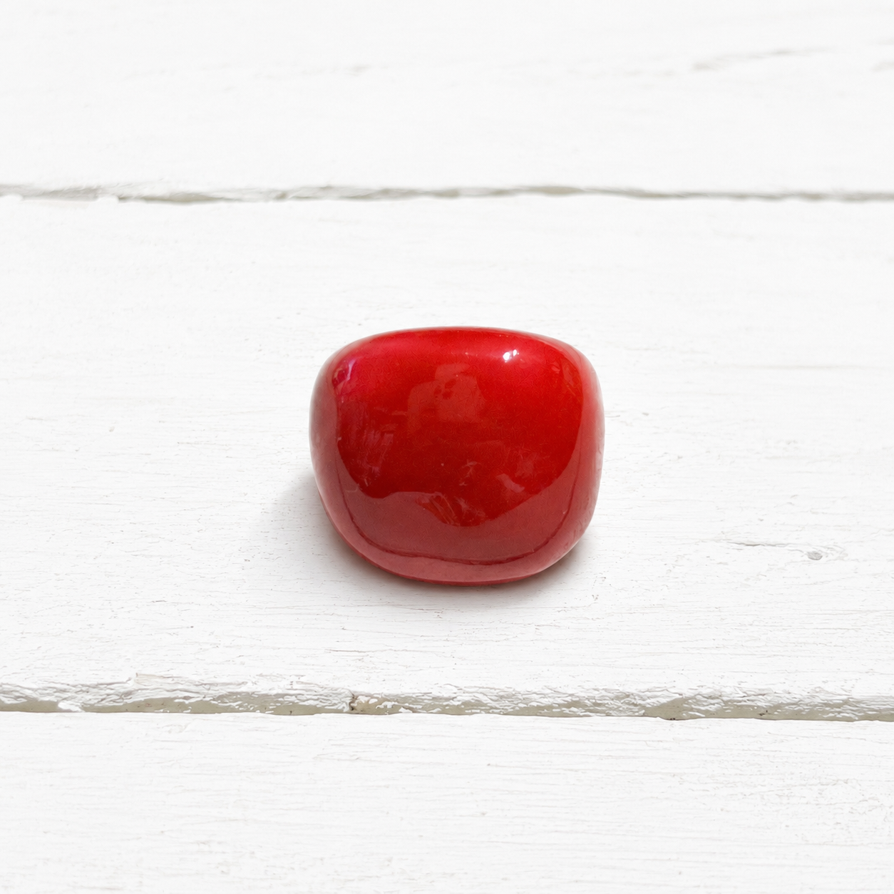 Anillo plano esmalte rojo