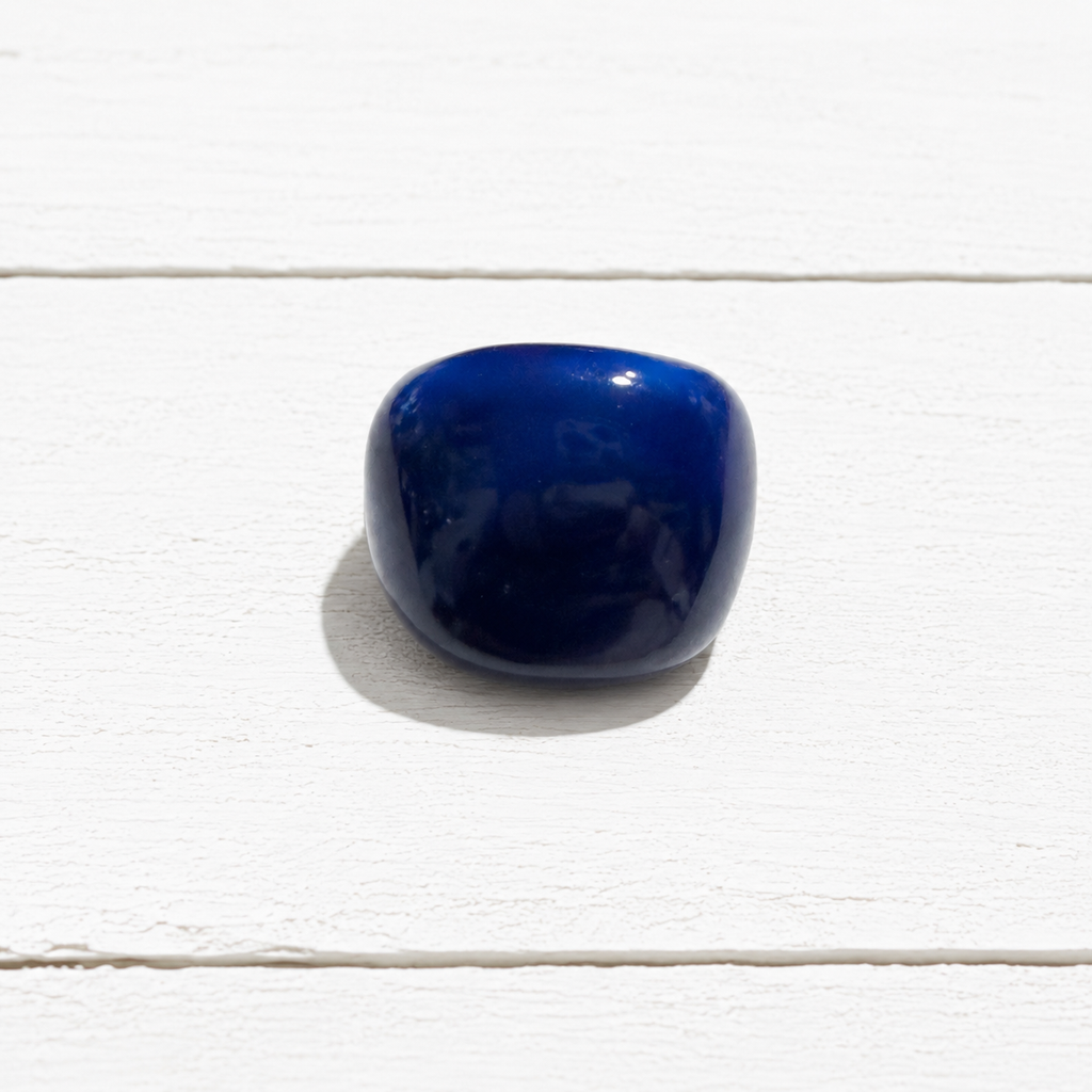 Anillo plano esmalte azul marino