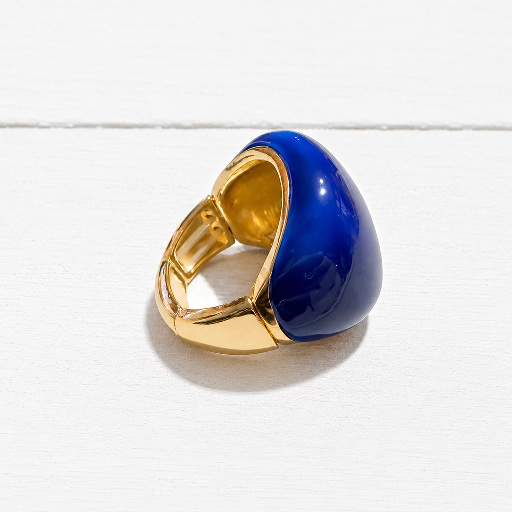 Anillo plano esmalte azul marino