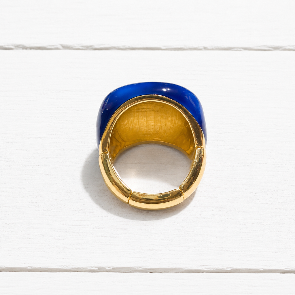 Anillo plano esmalte azul marino