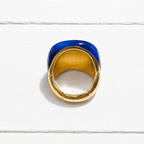 Anillo plano esmalte azul marino