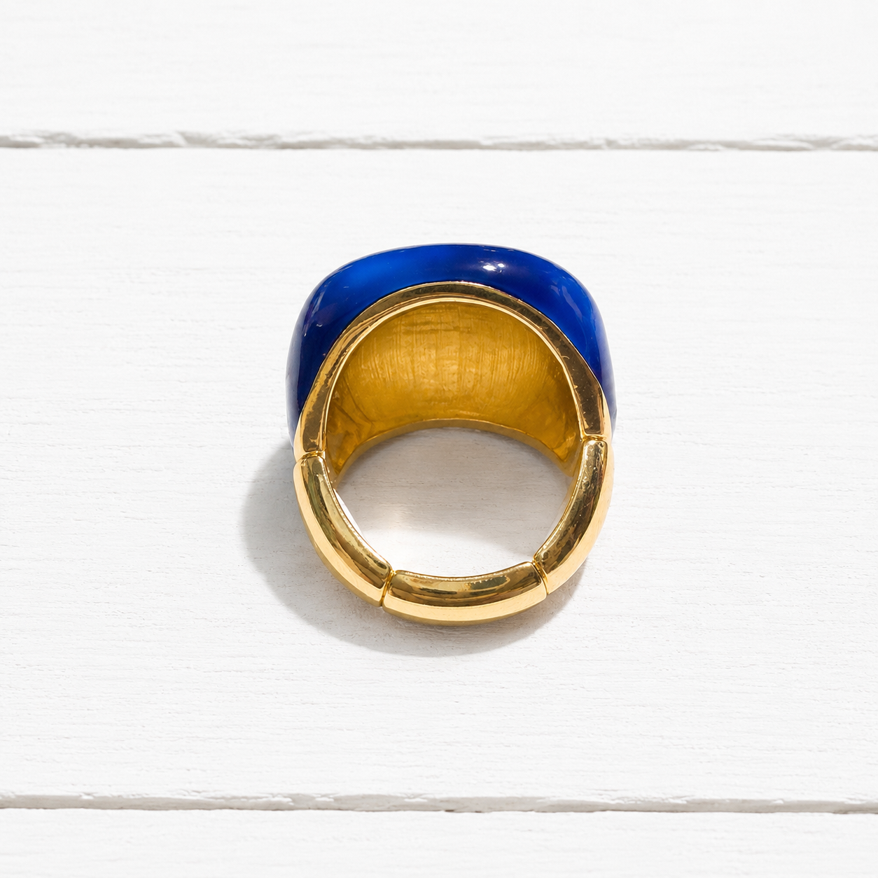 Anillo plano esmalte azul marino