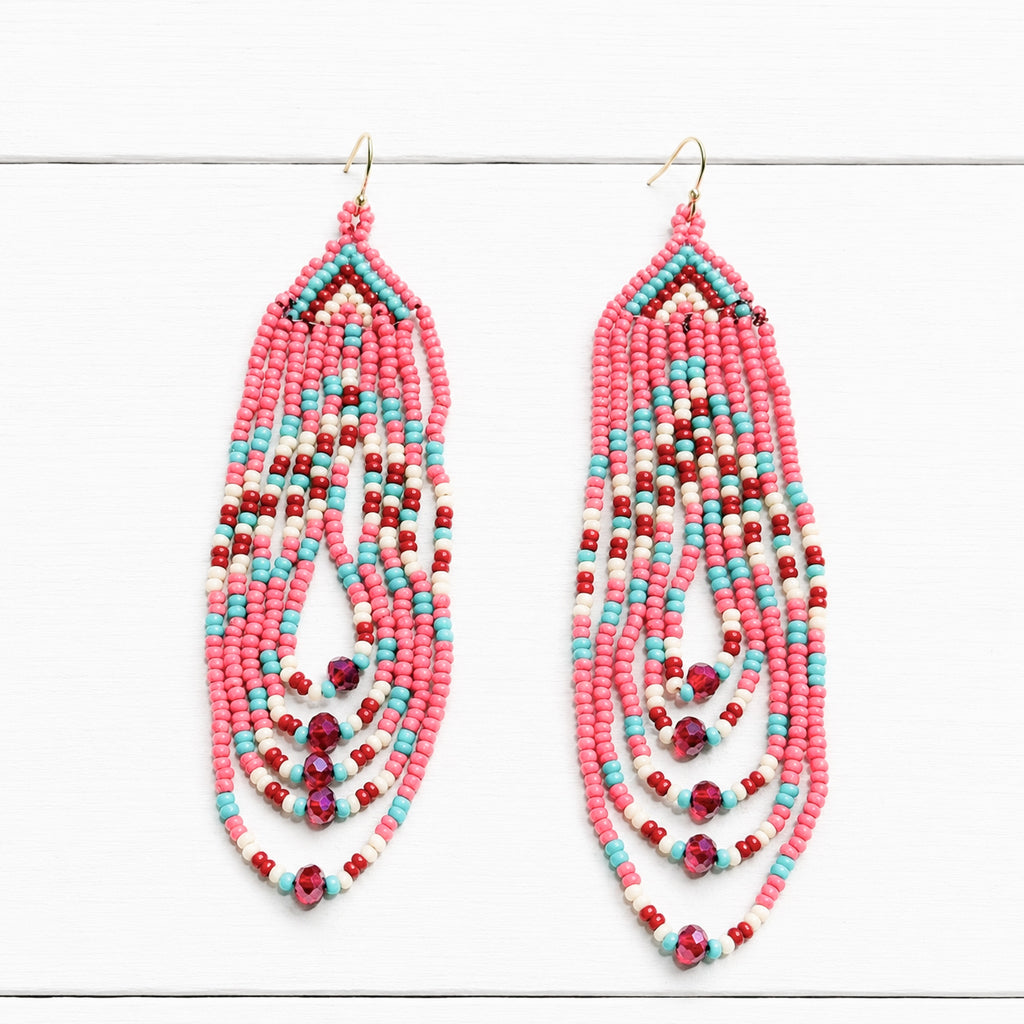 Pendientes miyuki cortina rosa