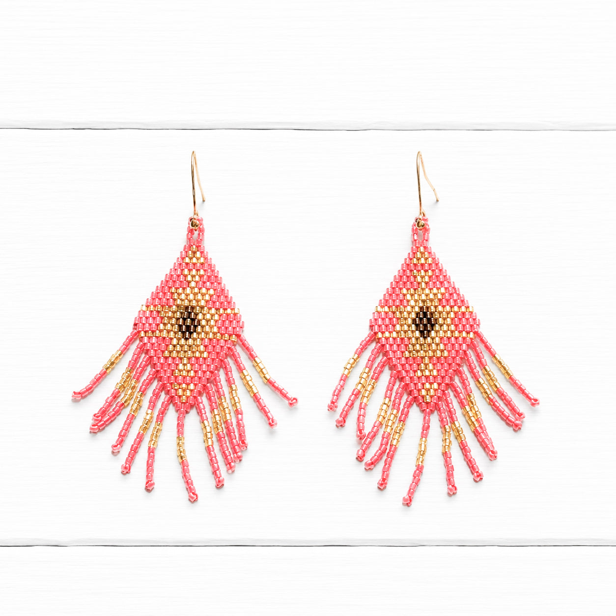 Pendientes miyuki rombo rosa