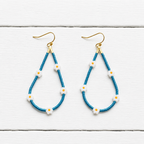 Pendientes gota margaritas azul plomo