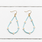 Pendientes gota margaritas azules