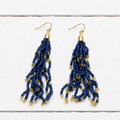 Pendientes pompón miyuki azul marino
