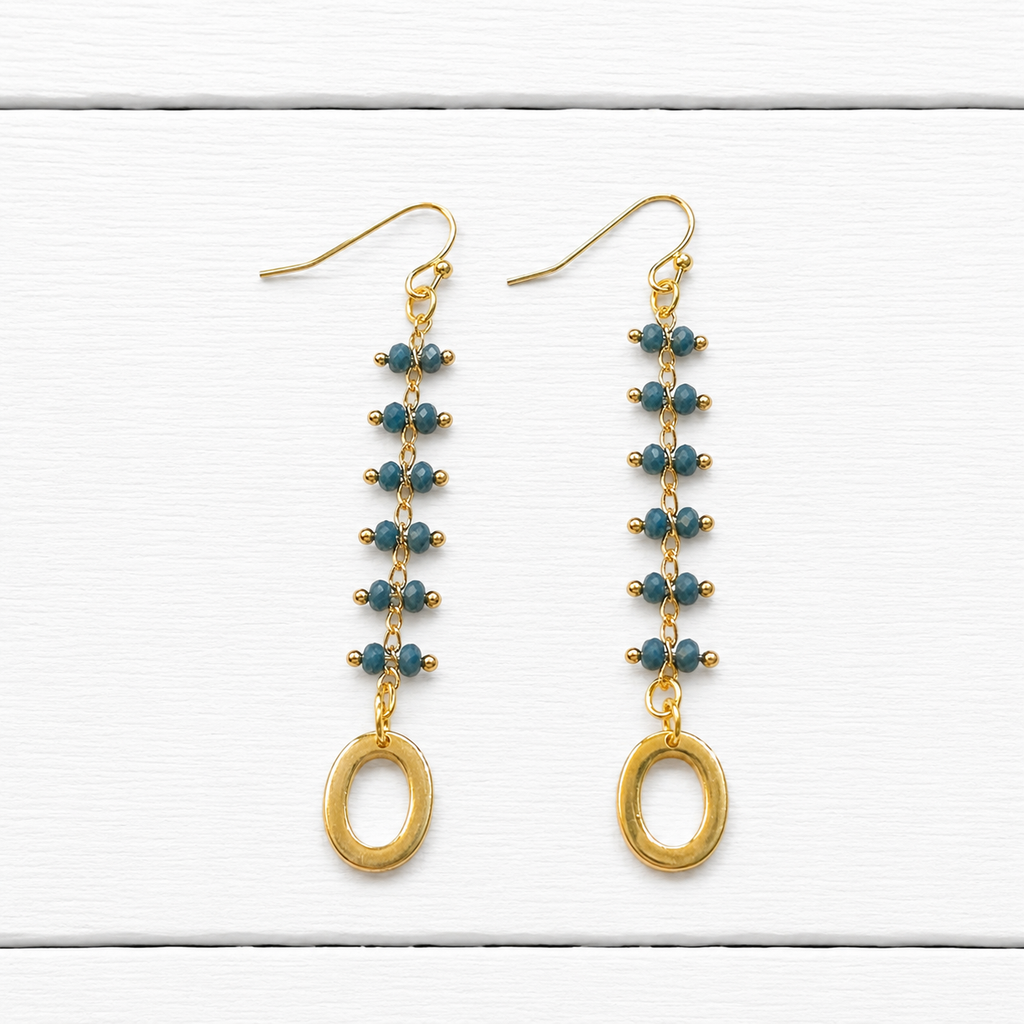 Pendientes doble piedra azul