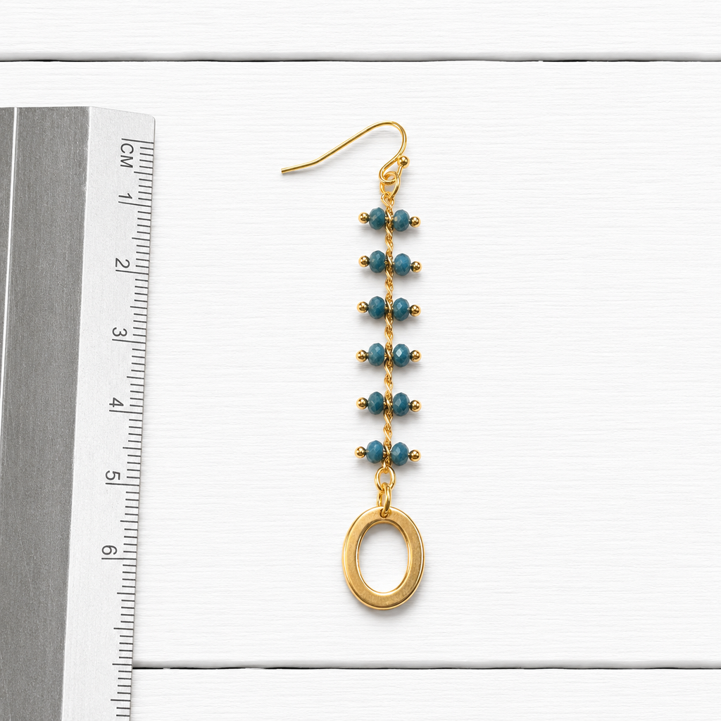 Pendientes doble piedra azul