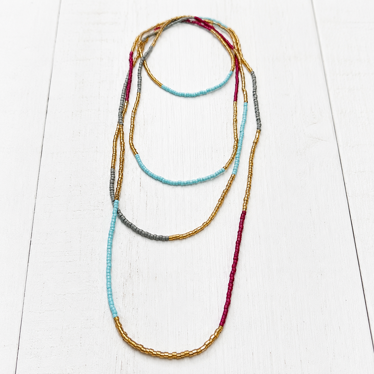 Collar miyuki mini rayas extra largo