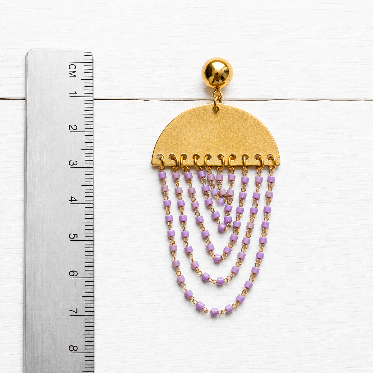 Pendientes cortina cadena lila