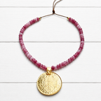 Gargantilla moneda piedras fresa