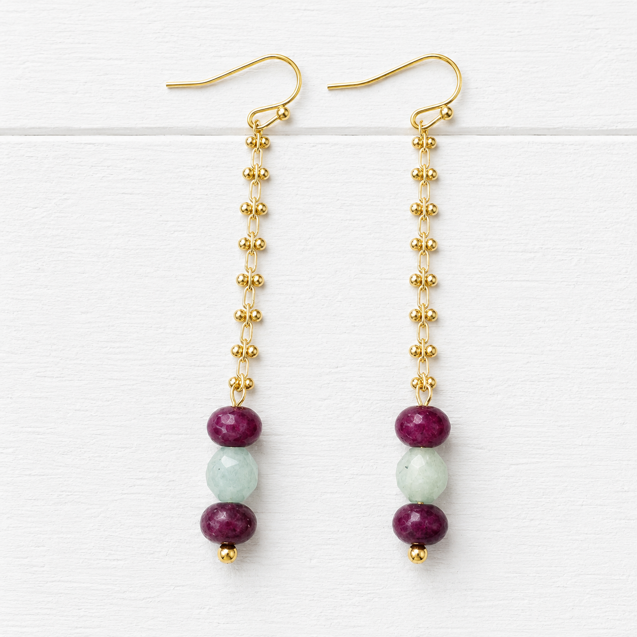 Pendientes cadena piedras mix