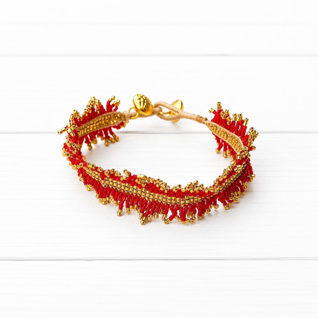 Pulsera miyuki flecos roja