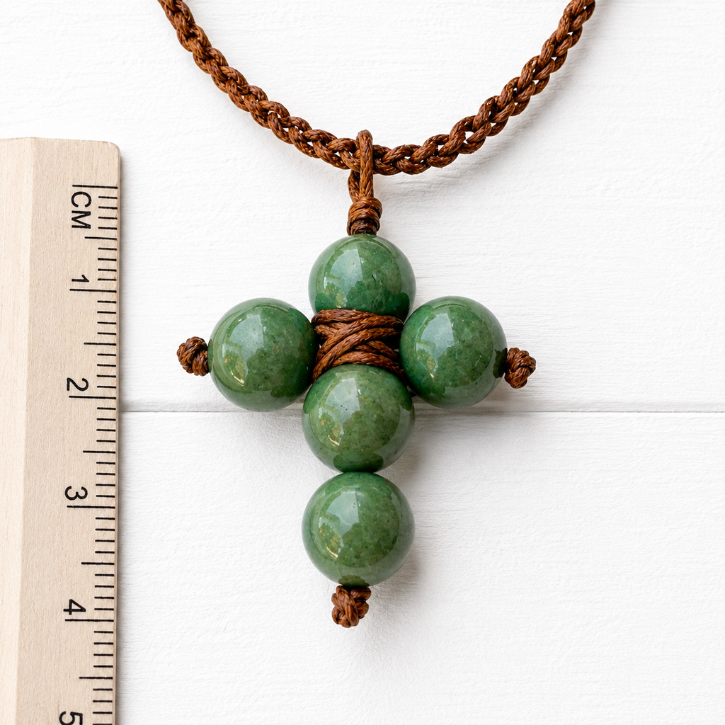 Gargantilla cruz verde hoja