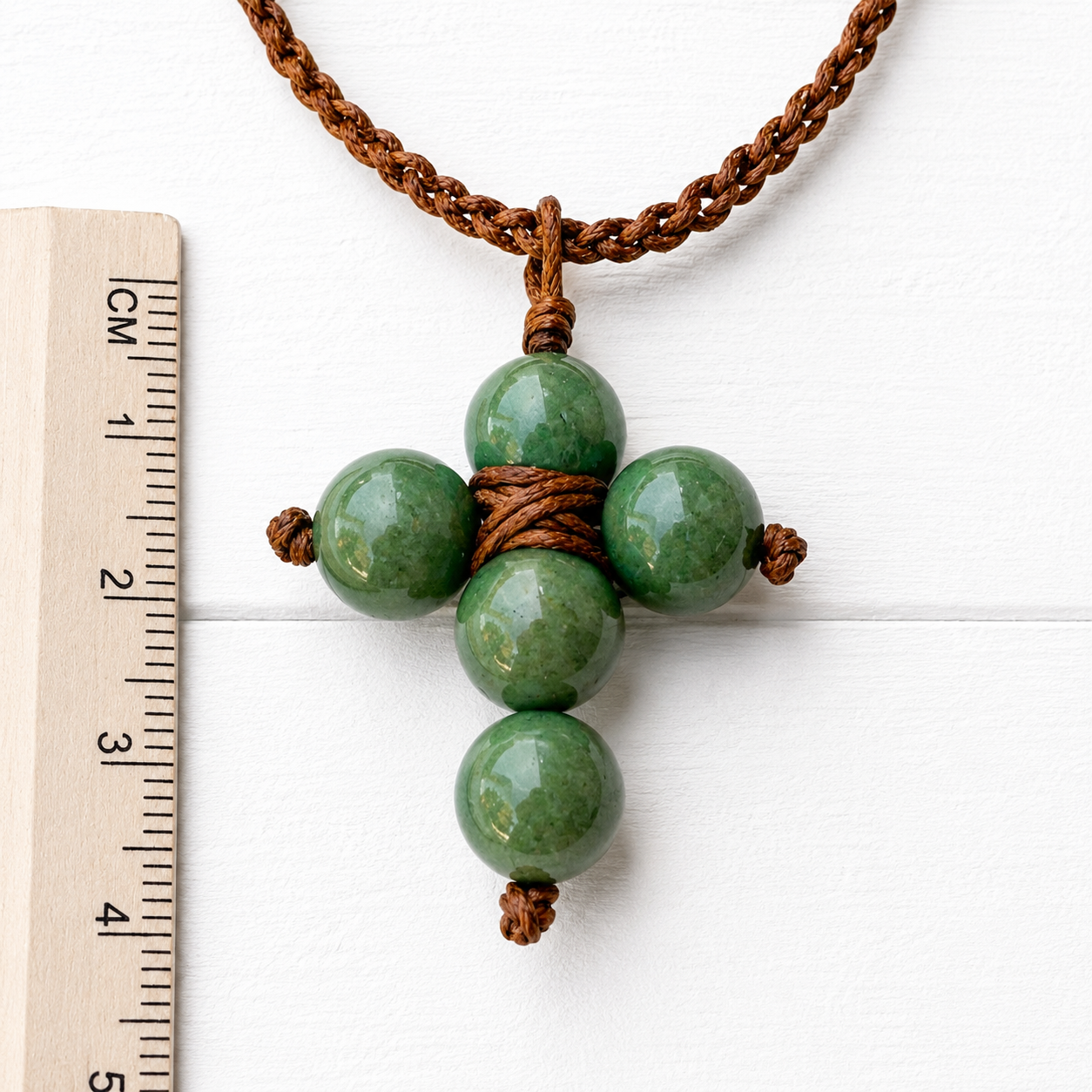 Gargantilla cruz verde hoja
