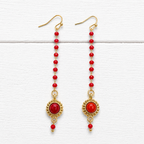 Pendientes cadena adorno rojo