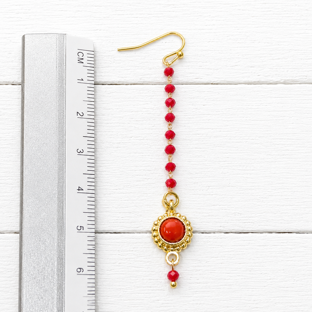 Pendientes cadena adorno rojo