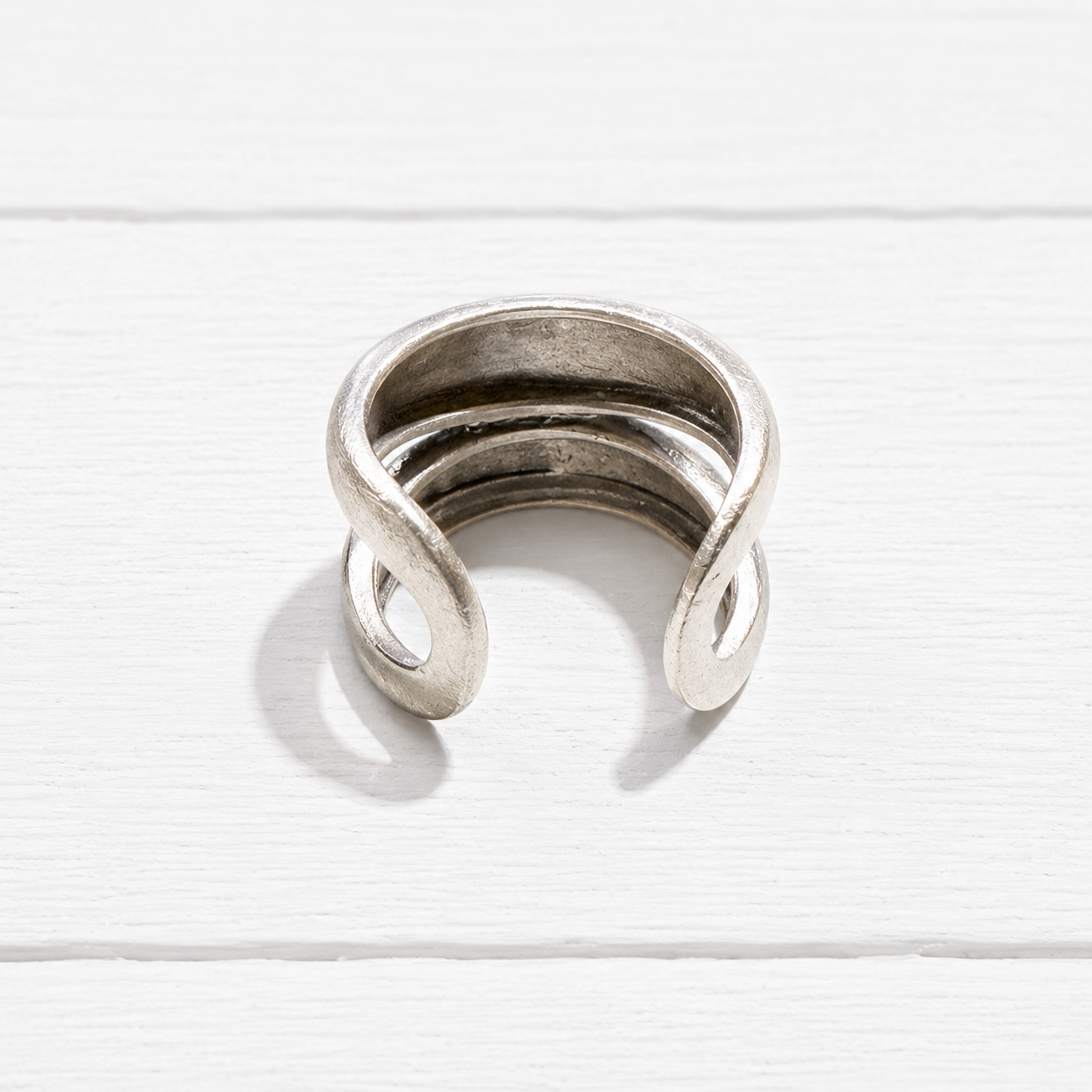 Anillo zamak plateado doble