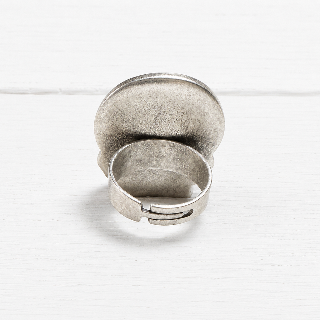 Anillo zamak plateado calavera