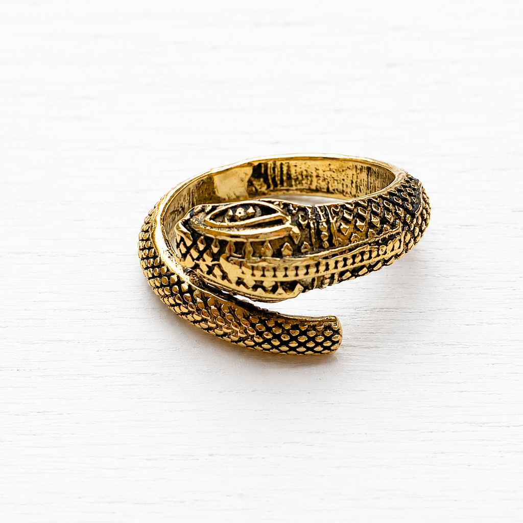 Anillo serpiente latón dorado
