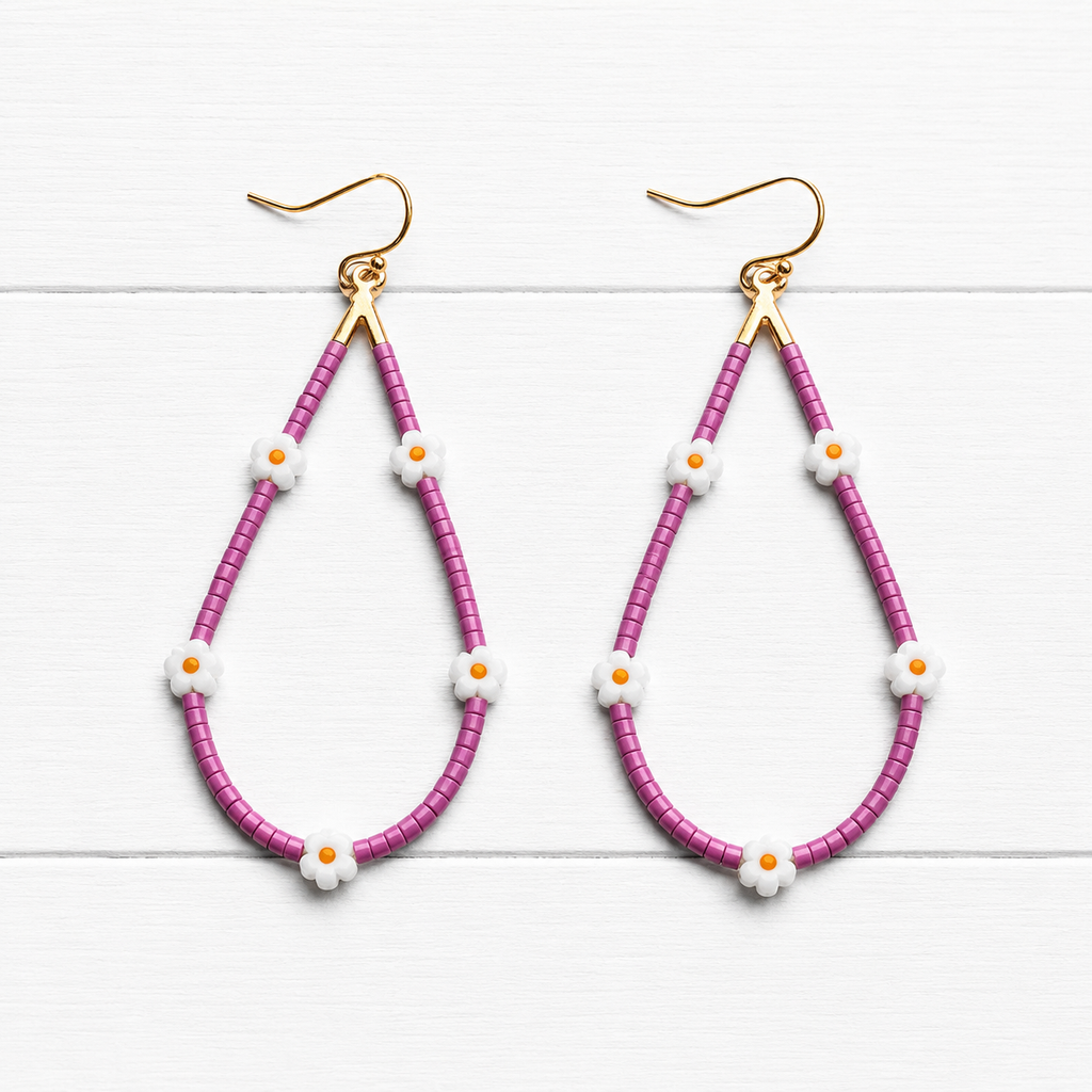 Pendientes gota margaritas buganvilla
