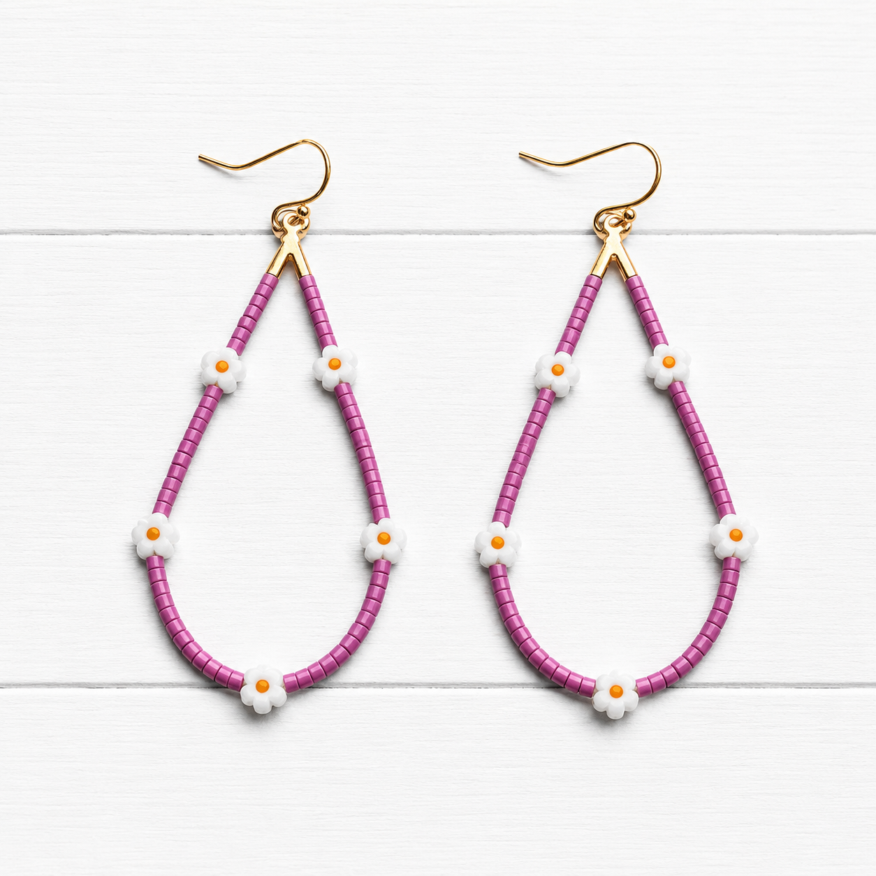 Pendientes gota margaritas buganvilla