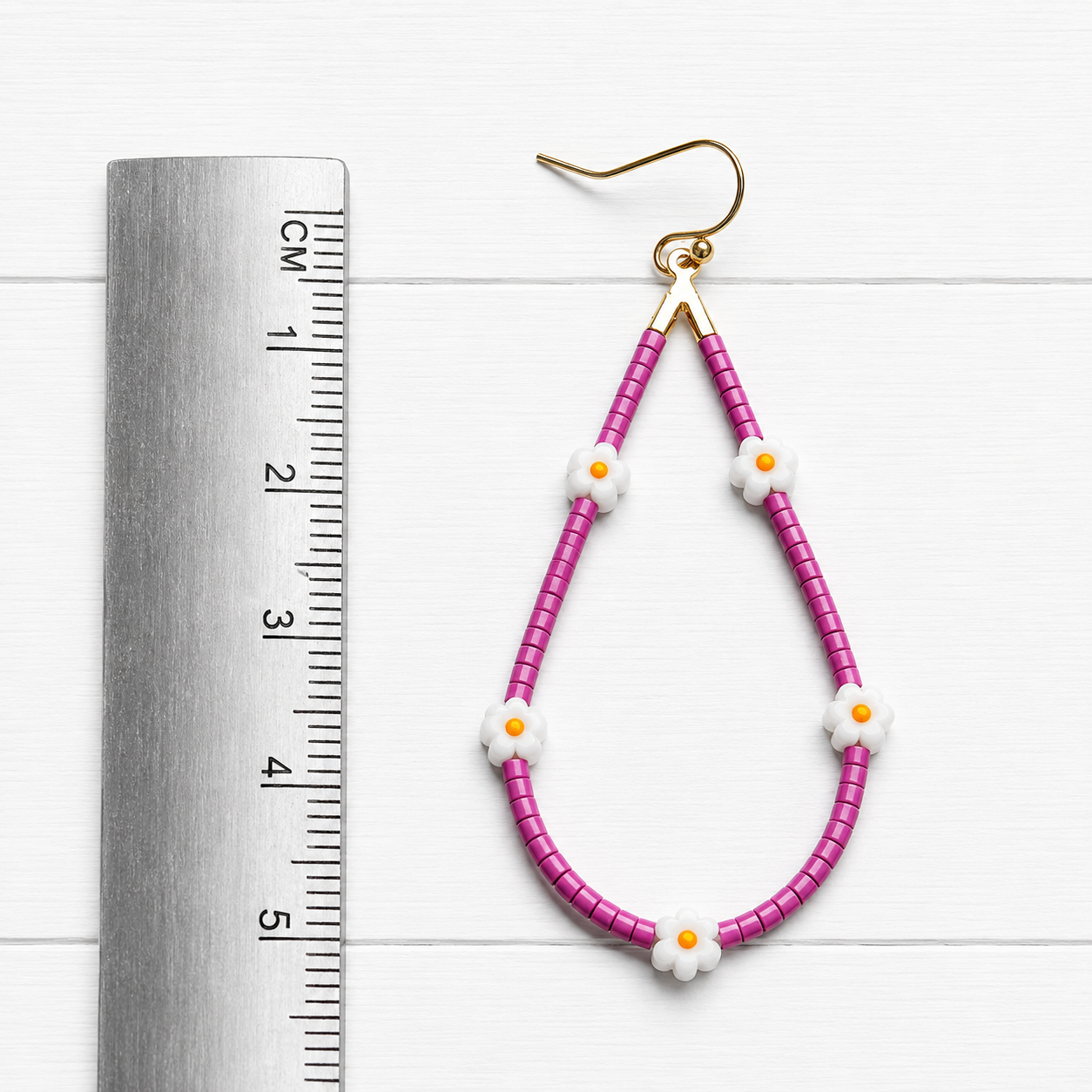 Pendientes gota margaritas buganvilla