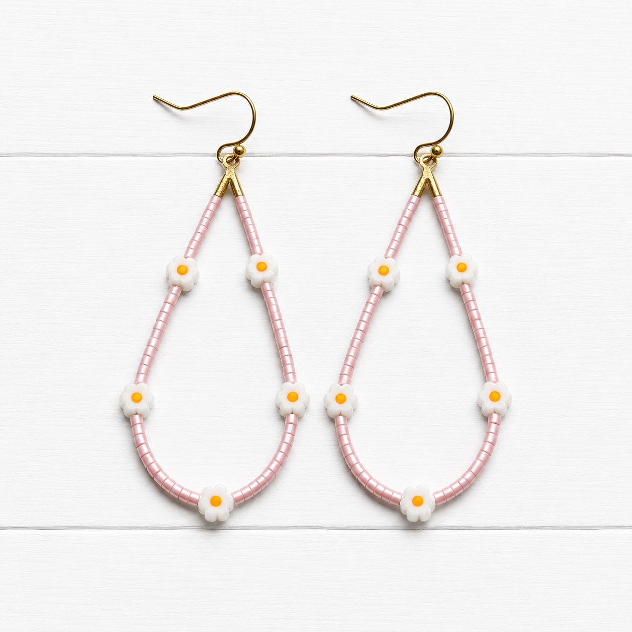 Pendientes gota Margaritas rosa