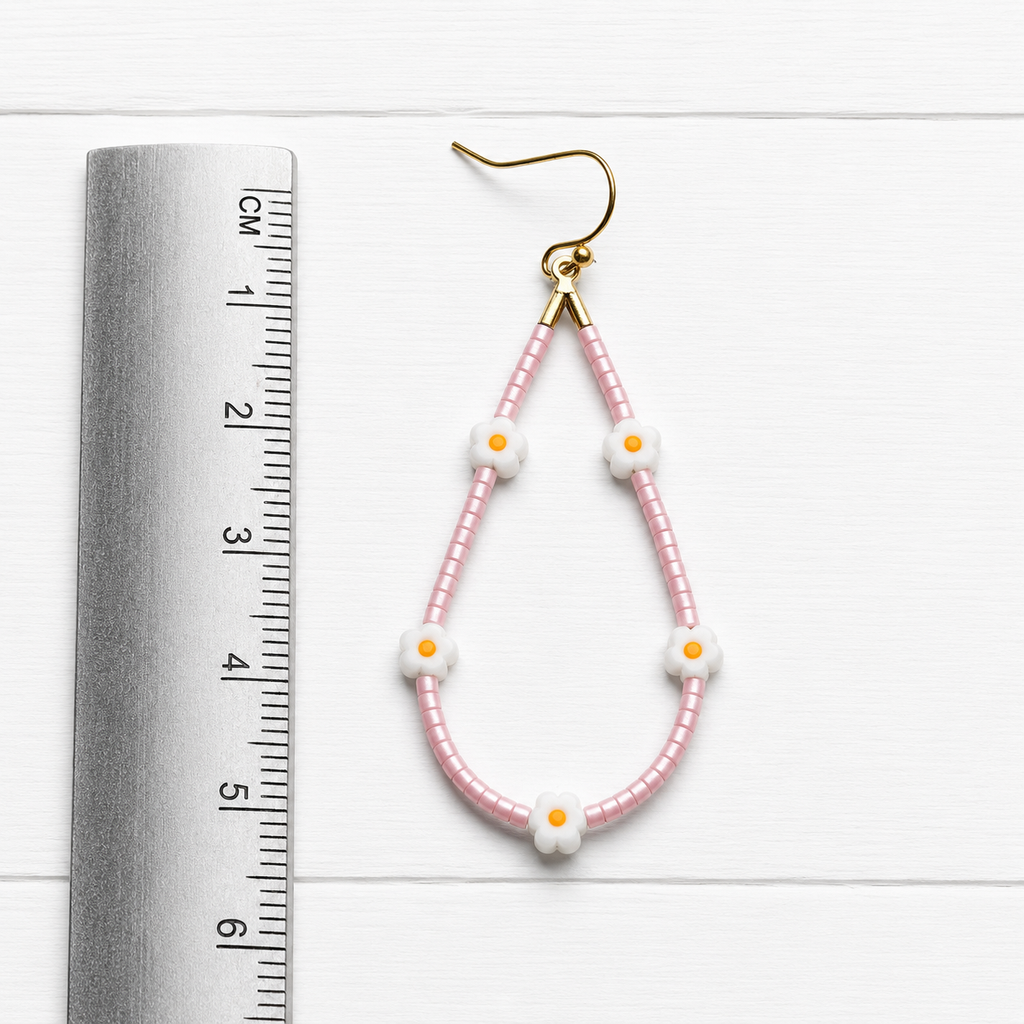 Pendientes gota Margaritas rosa