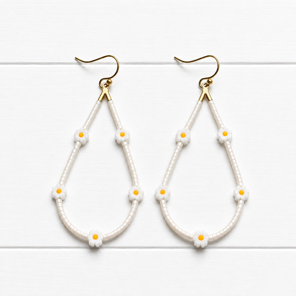 Pendientes gota margaritas natural