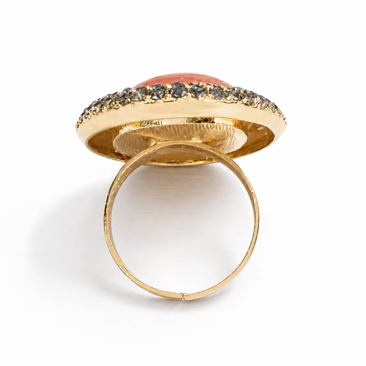 Anillo metal strass y resina