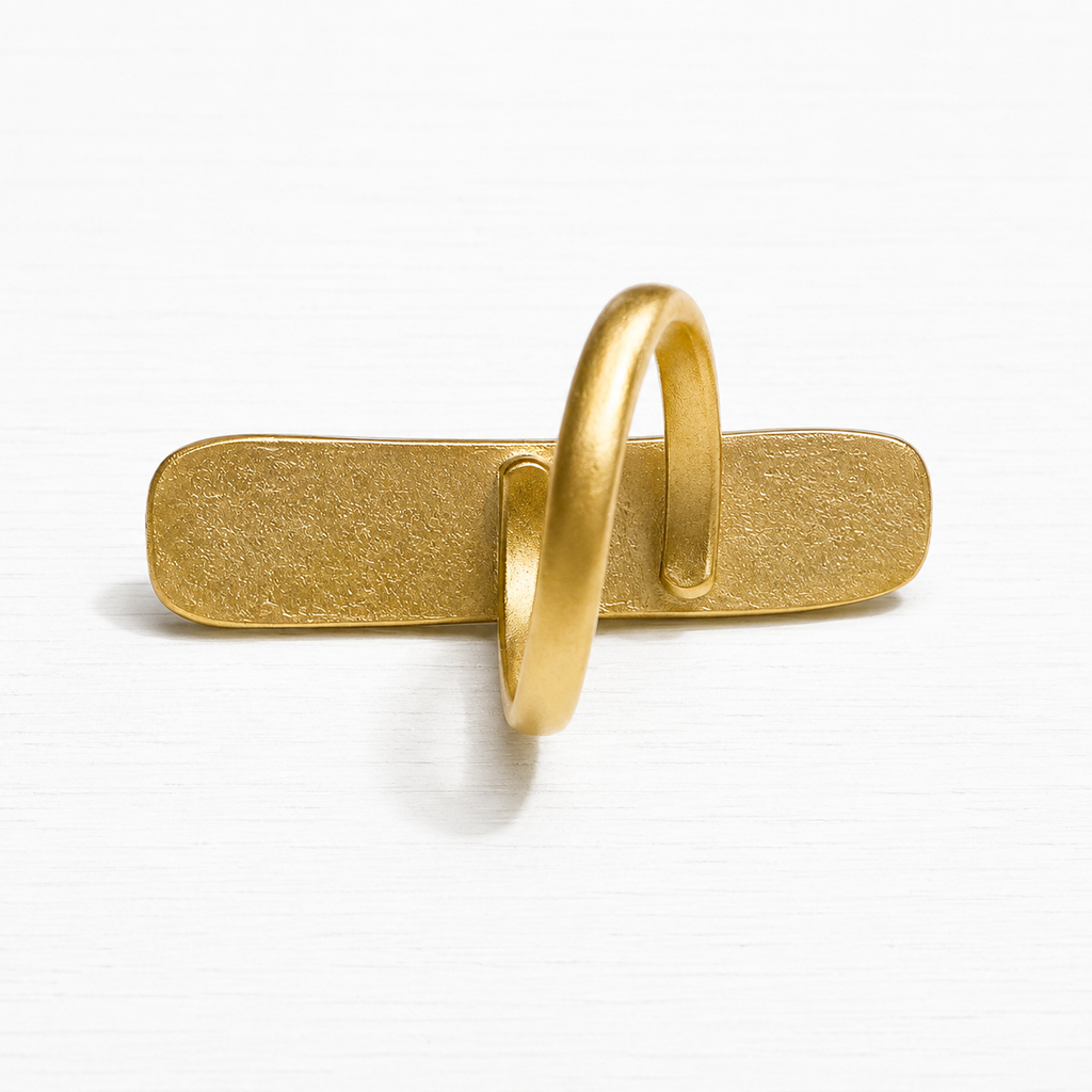 Anillo rectángulo XL dorado