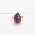 Anillo gota piedra amatista facetada