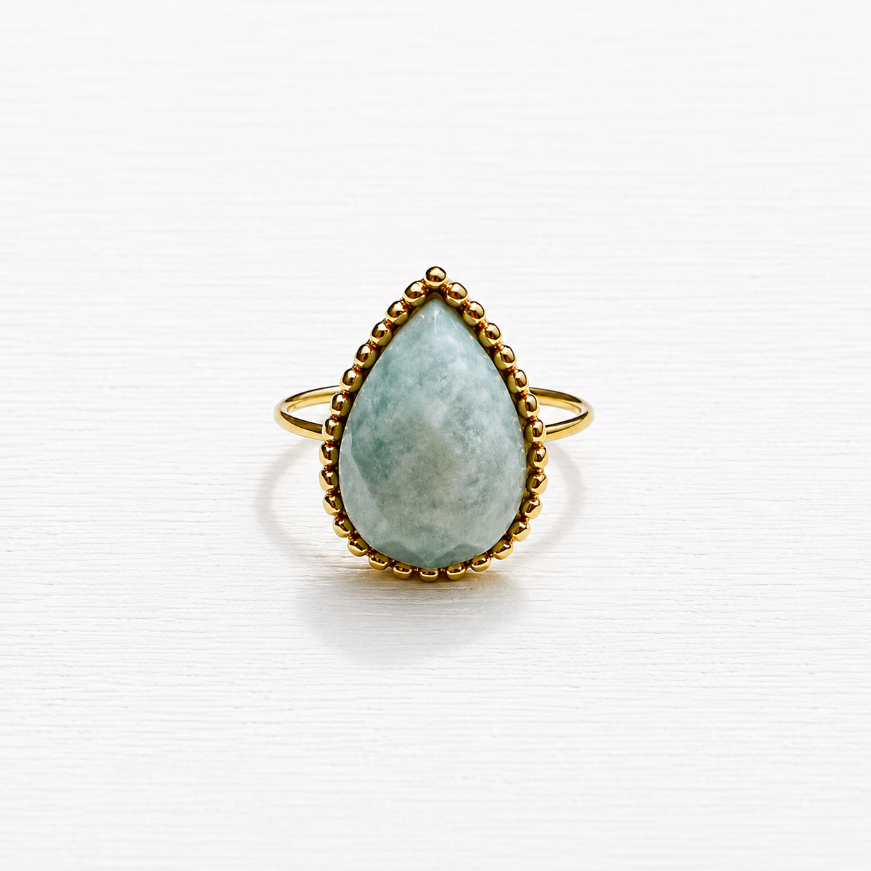 Anillo gota piedra amazonita facetada