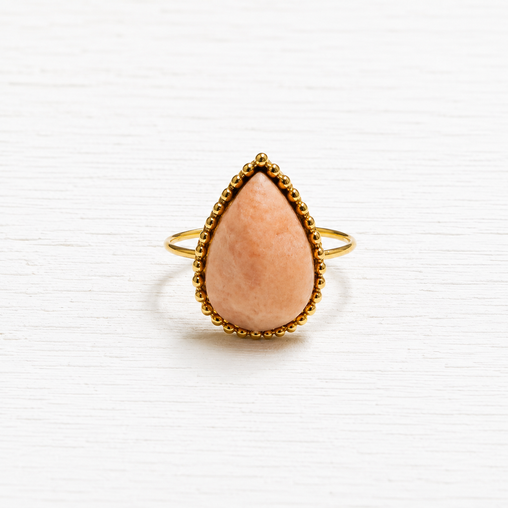 Anillo gota piedra sol facetada