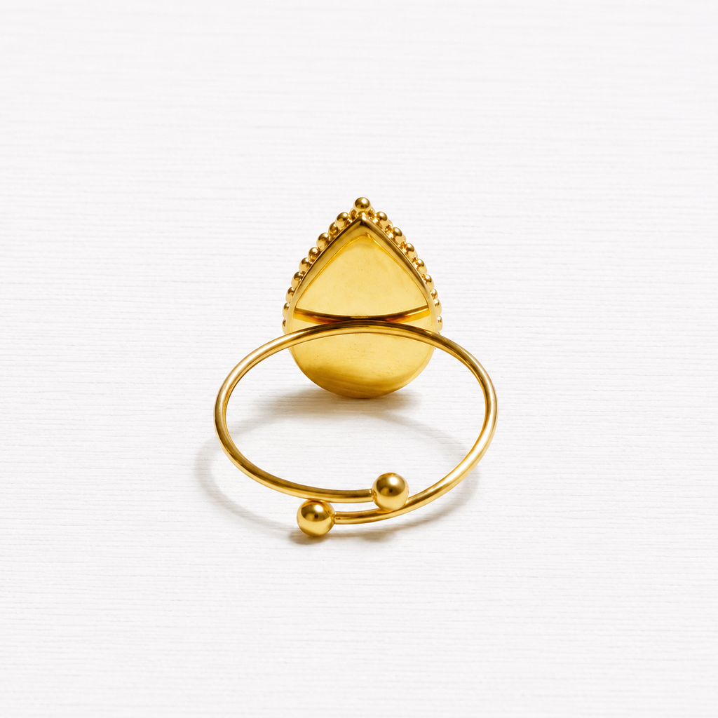 Anillo gota piedra sol facetada